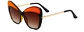 Cat eye oversized butterfly sunglasses with tortoise frame and orange accents - Tortoise