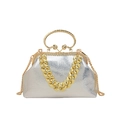 Glanzende zilveren clutch met gouden grove ketting voor formele avondevenementen - Zilver