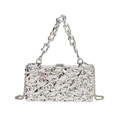 Bolso de noche plateado de acrílico con textura de metal líquido y cadena - Textura de Lava Líquida (Estilo 1 Plata)