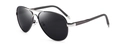 Classic silver polarized aviator sunglasses for men with dark lenses and double bridge - C1 Gunmetal Silver Frame Black Gray Lens
