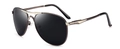 Gafas de sol aviador polarizadas con montura metálica y lentes en gris oscuro - Montura Gunmetal Plata Lentes Negro Gris