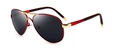 Classic pilot polarized sunglasses with red metal frame and dark grey lenses - C2 Red Frame Black Gray Lens