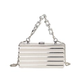Bolso de fiesta de acrílico plateado estilo maleta con rayas y correa de cadena gruesa - Textura de Rayas Horizontales (Estilo 2 Plata)