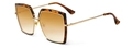 Square oversized tortoiseshell sunglasses with gold metal temples and brown gradient lenses - C4 Double Tea