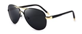 Classic aviator polarized sunglasses with grey lenses and black gold metal frames - C4 Black Gold Frame Black Gray Lens