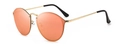 Klassische runde Sonnenbrille mit goldenem Metallrahmen und rosa verspiegelten Gläsern - Rosa Linse (C3)