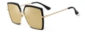 Oversized square sunglasses featuring black and gold frames with light brown lenses - C5 Champagne Gold