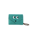 Mini borsa a tracolla in tela verde con occhi di cartone e manico intrecciato - Verde