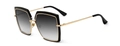Oversized square sunglasses with gradient grey lenses and black-gold metal frames - C7 Double Gray