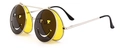 Steampunk-Sonnenbrille mit Klappmechanismus, Silberrahmen, gelben Gläsern und Smiley-Design - Gelb