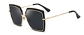 Fashionable oversized square sunglasses with black lenses and gold metal frame accents - C1 Black Gray Lens