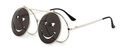 Steampunk-Sonnenbrille mit hochklappbarem Smiley-Gesicht und silbernem Metallrahmen - Weiß