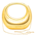 Bolso de noche dorado en forma de media luna con cadena metálica y acabado espejo - Dorado