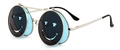 Lunettes de soleil rondes relevables argentées avec découpe smiley et verres bleus - Bleu