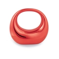 Borsa rossa metallizzata moderna con silhouette circolare e finitura lucida a specchio - Rosso