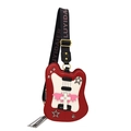 Guitar shaped crossbody bag in red and white leather with rocker style star studs - Red