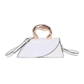 Bolso bandolera blanco con grabado de cocodrilo y asa escultural dorada con correa - Blanco
