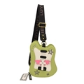 Creative light green guitar shaped crossbody bag with stylish studs and wide shoulder strap - Guitar Shape / Green