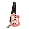 Creative pink guitar-shaped crossbody bag with star studs and wide branded strap - Guitar Shape / Pink