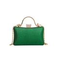 Sac de soirée rectangulaire à paillettes vertes avec poignée dorée et bandoulière - Vert
