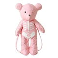 Zaino a forma di orso rosa in pelle PU con motivo scheletro bianco e punti a croce - Rosa