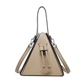 Chic beige triangular handbag with contrast black edging and detachable shoulder strap - Khaki