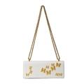 Chique witte crossbodytas met gouden 3D-vlinders en een fijne gouden ketting - Wit