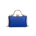 Sac de soirée à paillettes bleues avec poignées dorées et fermoir en cristaux - Bleu