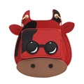 Mini borsa a tracolla mucca in ecopelle rossa con occhiali da sole e catena d'oro - Rosso