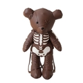Zaino a forma di orso in pelle PU marrone con stampa scheletro bianca e cuciture a croce - Marrone