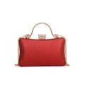 Sac de soirée rouge pailleté avec poignée dorée et fermoir orné de strass étincelants - Rouge