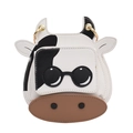 Mini borsa a tracolla con motivo a mucca, catena e decorazione a occhiali - Bianco