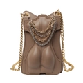 Brown torso-shaped crossbody bag with decorative gold and silver metal chains - Khaki