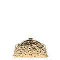 Golden acrylic shell evening clutch with ice-crackle texture and metallic chain strap - Style 1 Gold (Semi-circle)