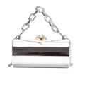 Glossy silver cylinder acrylic evening bag with oversized pearl clasp and chunky chain - Silver