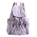 Sac à dos lavande à cordon avec tissu en nylon plissé tendance et poignée blanche - Violet