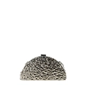 Acrylic shell clutch bag with silver ice-crack texture and metal chain strap - Style 1 Silver (Semi-circle)