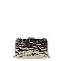 Rectangle acrylic evening clutch with black and white tortoiseshell pattern and silver chain - Style 2 Silver (Rectangular)