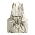 Chic off-white pleated backpack with drawstring closure and large capacity storage - Off-white
