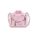 Sac bandoulière rose style veste de motard en similicuir avec détails cloutés - Rose Clair