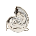 Metalen zilveren clutch in de vorm van een schelp met spiraal en ketting - Zilver