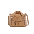 Sac à bandoulière marron camel en forme de veste de moto en cuir PU avec rivets - Kaki