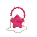 Sac étoile rose fuchsia brillant avec poignée en perles et chaîne dorée - Rouge Rose