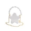 Sac bandoulière blanc en forme d'étoile avec poignée en perles et chaîne dorée chic - Blanc