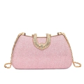 Bolso de fiesta rosa brillante con broche de herradura y cadena dorada - Rosa