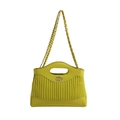 Borsa a mano trapuntata verde lime in pelle con fibbia dorata e tracolla a catena - Verde