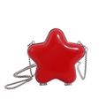 Mini sac bandoulière en forme d'étoile en cuir verni rouge brillant et chaîne argentée - Rouge