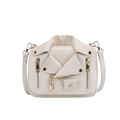 Creamy white biker jacket style crossbody bag with gold zippers and studs in PU leather - Off-white