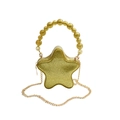 Sac bandoulière étoile doré à paillettes avec poignée en perles et chaîne métal - Doré