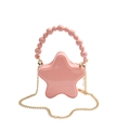 Chic pink star shaped mini bag with pearl beaded handle and golden crossbody chain - Pink